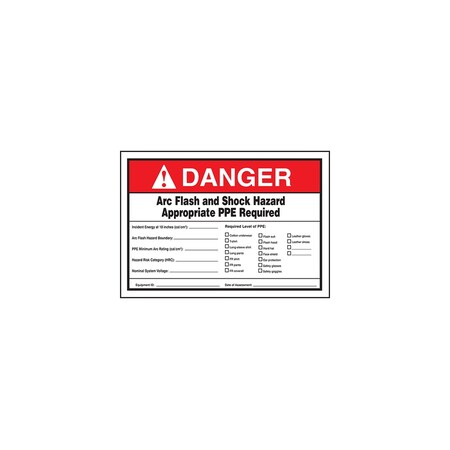 Panduit SAFETY LABEL, 5.00" X 7.00", DANGER, ARC FLASH/SHOCK HAZ, PLVS0507D7157